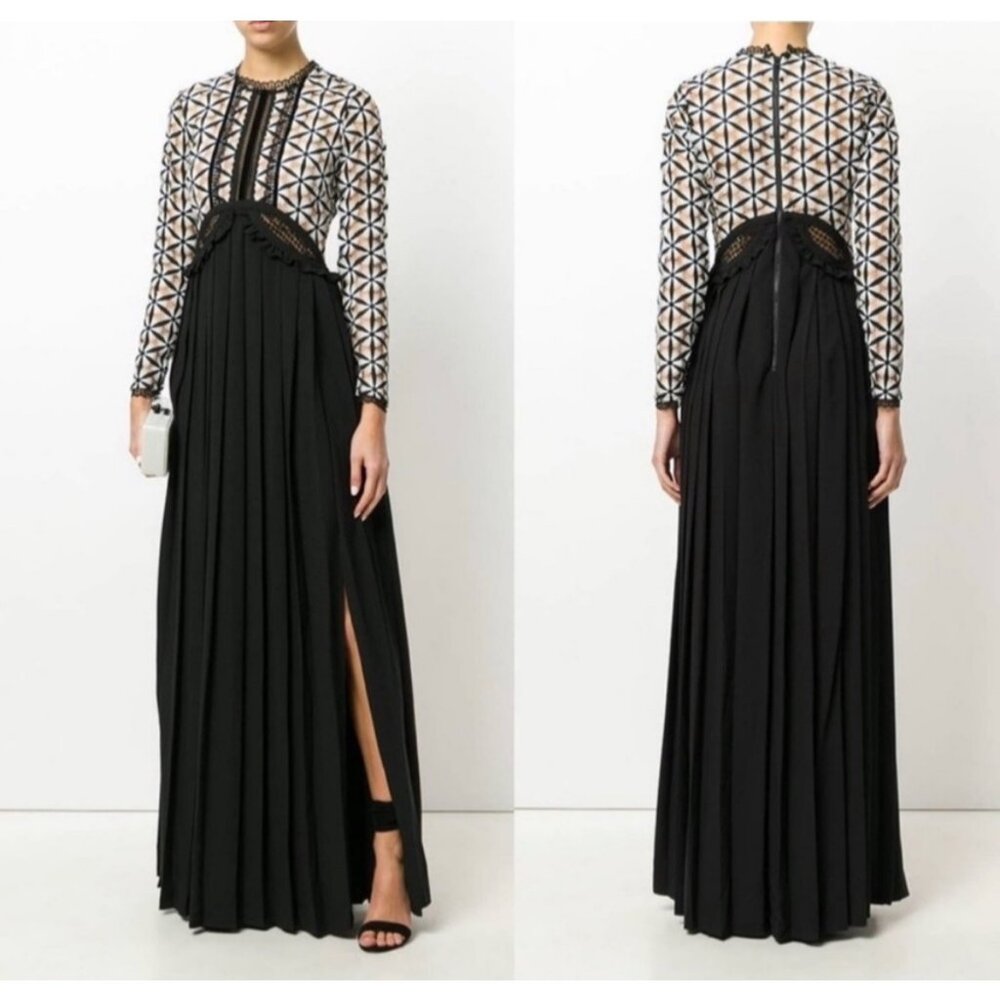 Self-Portrait Guipure Long Sleeve Lace Maxi Dress